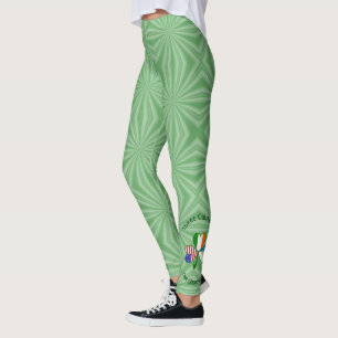 Legging Açores Irlanda EUA Trevo Bandeira Personalizada