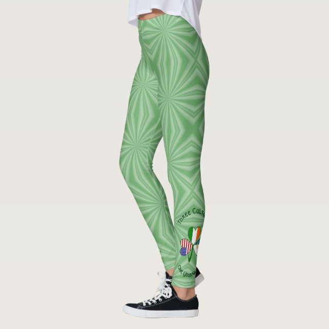 Legging Açores Irlanda EUA Trevo Bandeira Personalizada  (Esquerda)