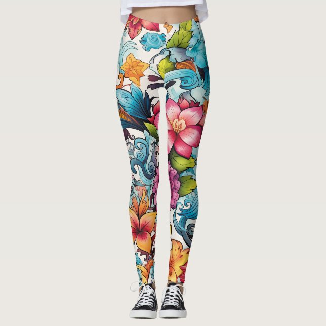 Legging AD 019 - Padrão digital floral (Frente)