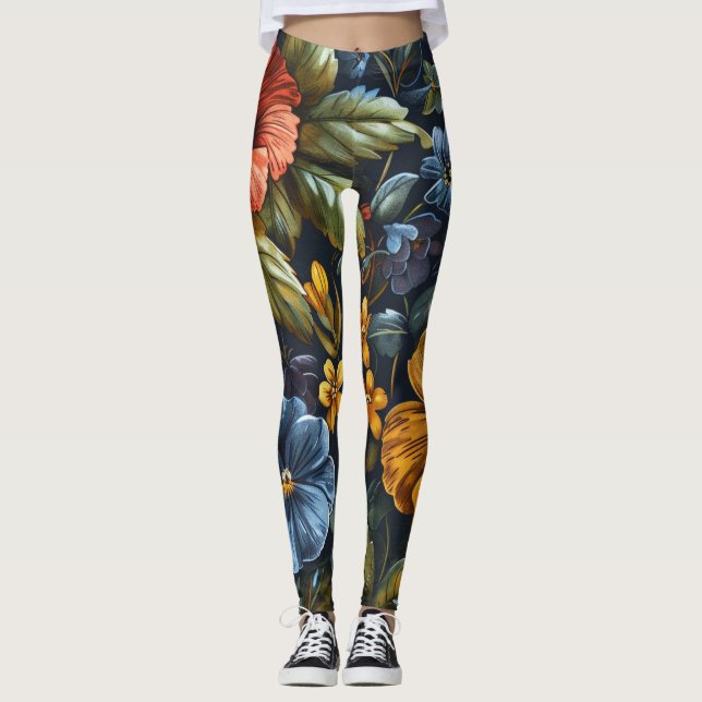 Legging AD 025 - padrão gráfico digital floral (Frente)