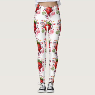 Legging Adesivo de Fitness de Corda de Pular Morango Kawai