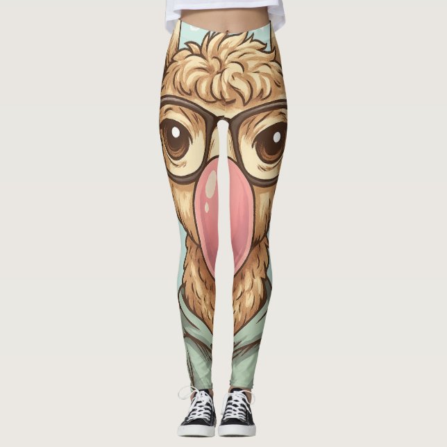 Legging Adesivo de Lhama Hipster Fofa (Frente)