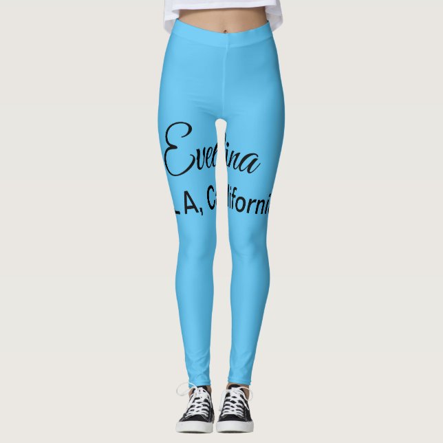 Legging Adicione o seu nome texto simples lugar cidade cus (Frente)