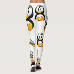 Legging adolescente de pernas brancas de pinguim amarelo
