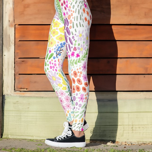 Legging Adorável Floral Aquarela Florescendo Primavera Nom (Criador carregado)