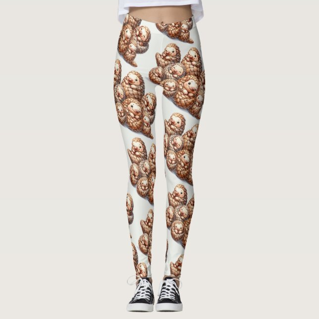 Legging Adorável Pescaria para Pangolins Fofinhos e Cunhad (Frente)