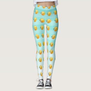 Legging Adorável rosto de emoji piscando - seja feliz semp