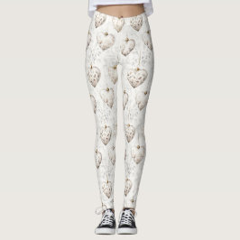 Legging Adornos Corações Cinza Creme Chic