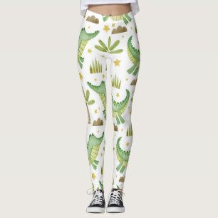 Legging African Safari: Crocodilo de Aquarela e Palmeiras