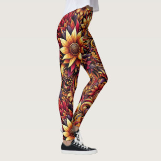 Legging Afro Lily Flower Pants Serene Vibrant