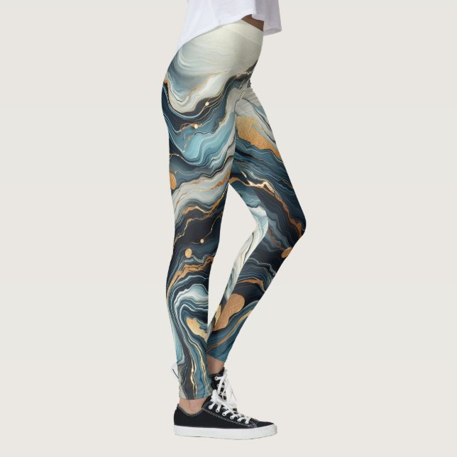 Legging Ágata Azul Turquesa Dourado Casamento Moderno Glam (Direita)