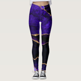 Legging Ágata Brilhante Roxa e Dourada de Luxo