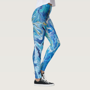 Legging Ágata louca elegante 6 do laço - azul de oceano