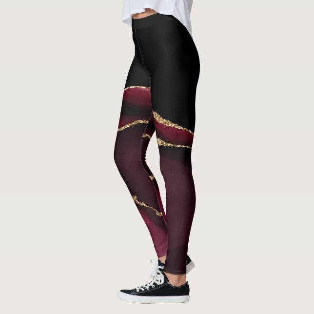Legging Ágata Mármore Chic Preto Roxo Brilho Dourado (Esquerda)