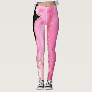 Legging Agate Marble Glitter Rosa Preto Dourado