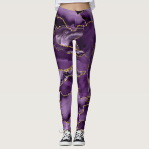 Legging Agato de brilho de ouro e roxo