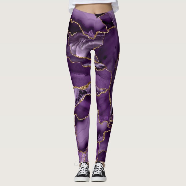 Legging Agato de brilho de ouro e roxo (Frente)
