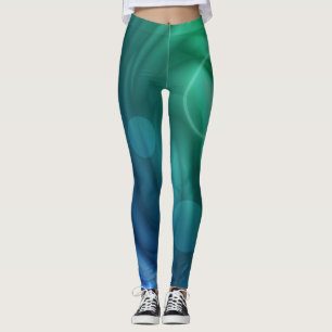 Legging Agitação De Cor Azul Suave E Verde