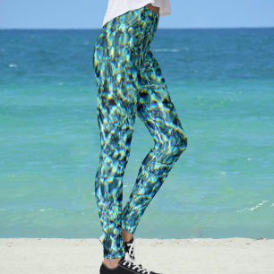 Legging Água Azul Brilhante Glam
