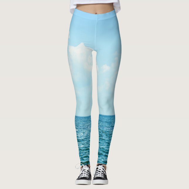 Legging Água do oceano, Céu Azul Limpo. (Frente)