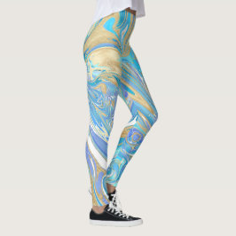 Legging Água pearlescente e Dourado mármore líquido