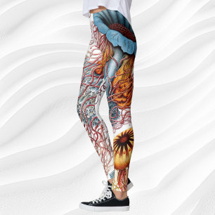 Legging Água-viva Antiga por Ernst Haeckel, Discomedusae