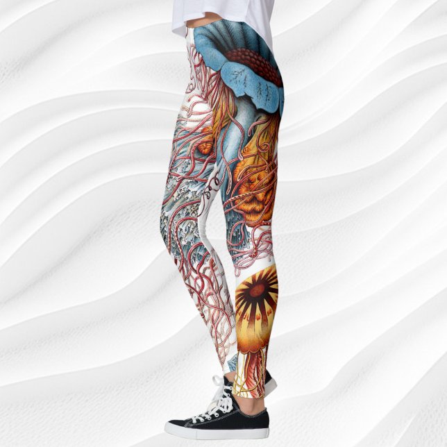 Legging Água-viva Antiga por Ernst Haeckel, Discomedusae (Vintage Jellyfish by Ernst Haeckel, Discomedusae Leggings)