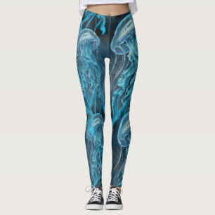 Legging Água-viva azul e negra