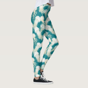Legging Água-Viva Na Estação De Verão Do Oceano Azul