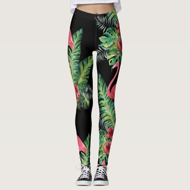 Legging Aguarela do flamingo (Frente)