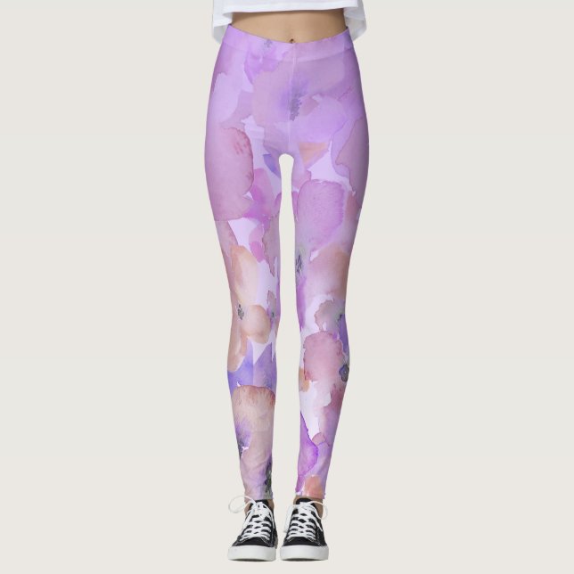 Legging Aguarela feminino brandamente floral Ombre do *~* (Frente)