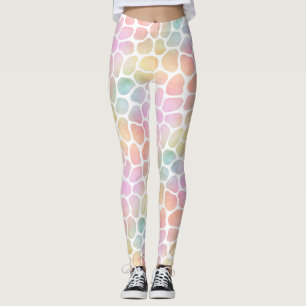Legging Aguarela Pastel Whitespace do girafa do arco-íris