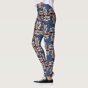 Legging Águia americana e bandeira americana patrióticas