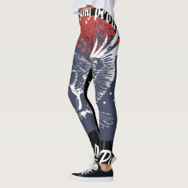 Legging Águia Americana Patriótica Vermelha e Azul
