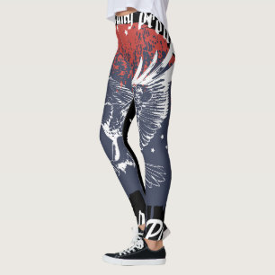 Legging Águia Americana Patriótica Vermelha e Azul
