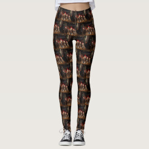 Legging Airedale ao lado da Lareira Natal
