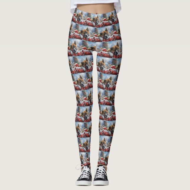 Legging Akita Dog Christmas Festivo (Frente)