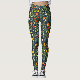Legging Alegria Sangrenta: Padrão Floral Primavera