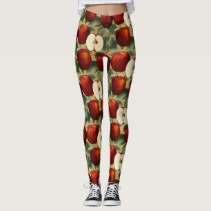 Legging Alfabeto Dourado Botânico Vintage Red Apple