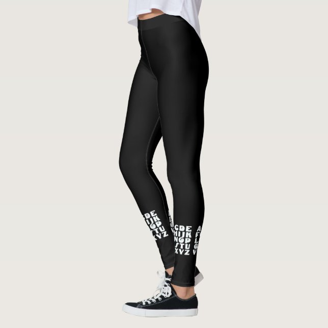 Legging Alfabeto Preto Branco  (Esquerda)