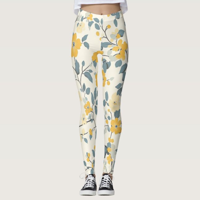 Legging Algodão Amarelo Floral (Frente)