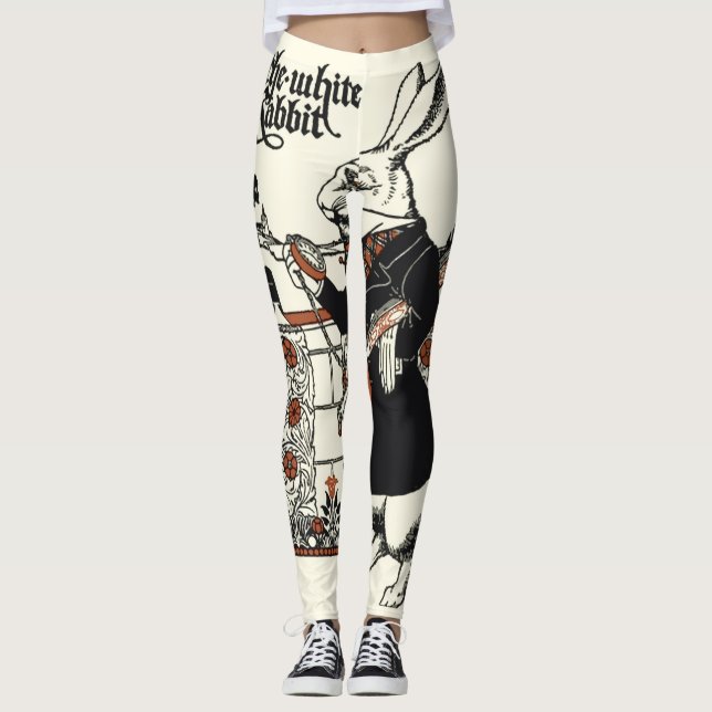 Legging Alice Coelho Branco Clássico País das Maravilhas  (Frente)