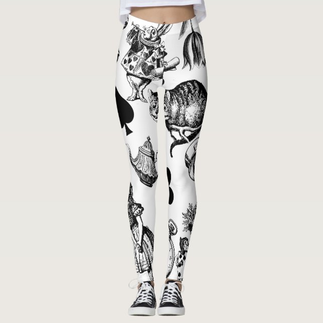 Legging Alice Coelho Branco País das Maravilhas Clássico (Frente)