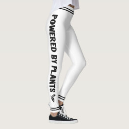 Legging Alimentado por plantas Vegan, faixa branca preta m