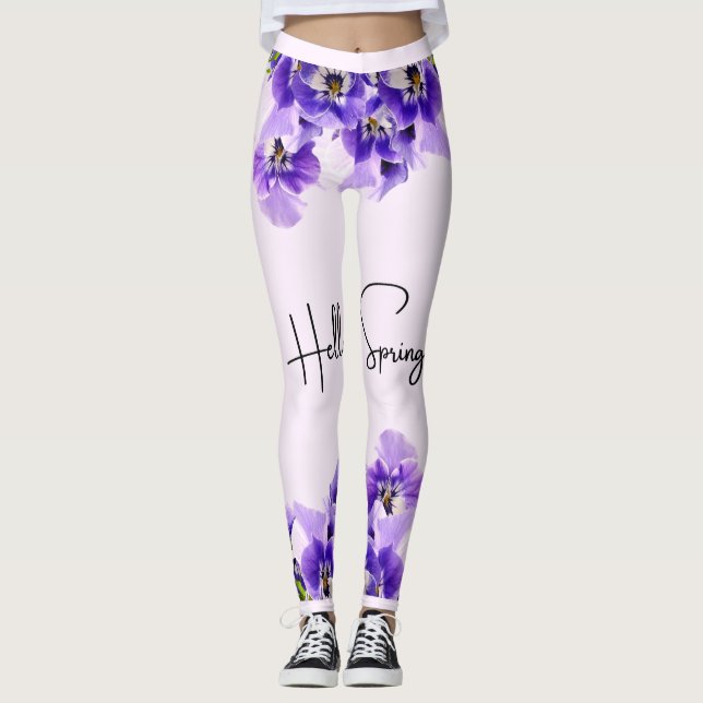Legging Alô Primavera Purple Color Flower Design (Frente)