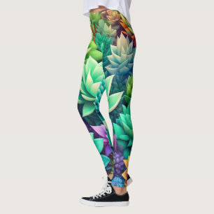 Legging Aloe Vera e Succulents Collage