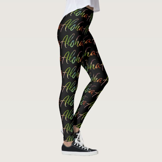 Legging Aloha - rotulação tropical da mão - natureza (Direita)