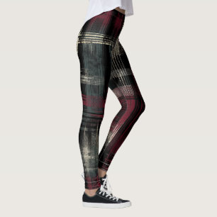Legging Alternativo Sujo Espancado Padrão Xadrez Grunge