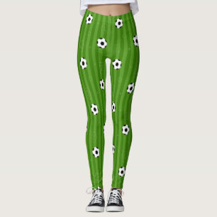 Legging Alvejeiras De Futebol Em Padrão De Grama Verde
