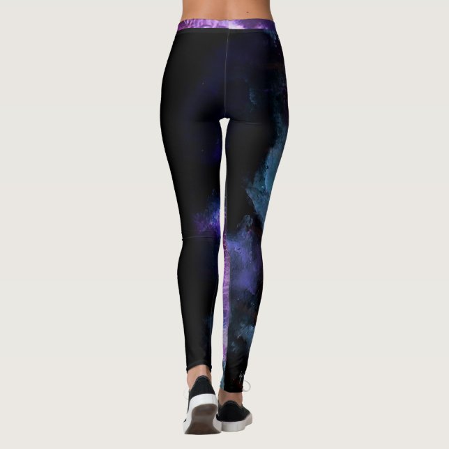 Legging "Amanda" Treinador Abstrato roxo com tira (Verso)